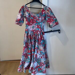 Laura Ashley Multicolor Floral Midi Dress size 8
